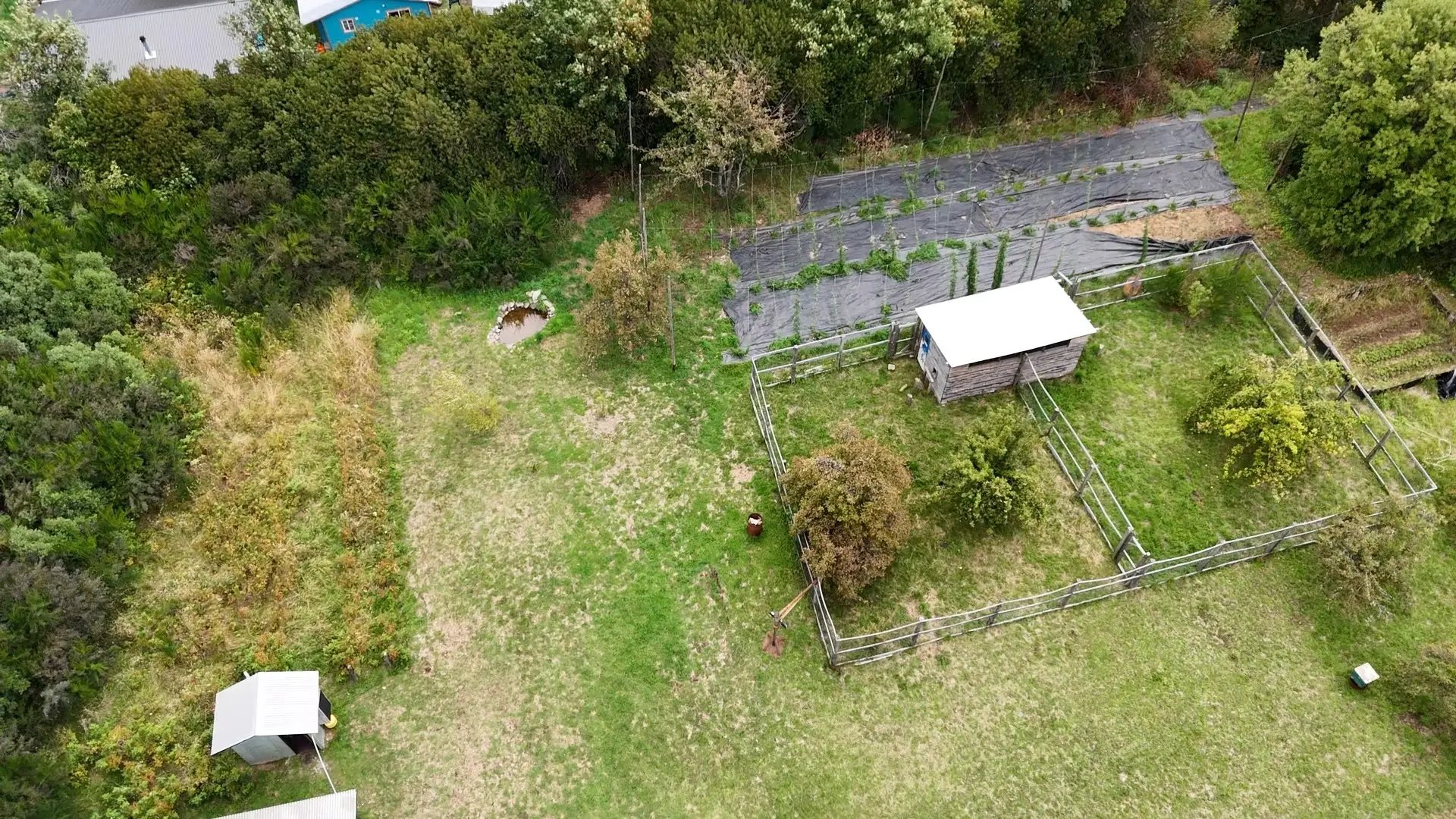 Huerto cercado, vista aérea