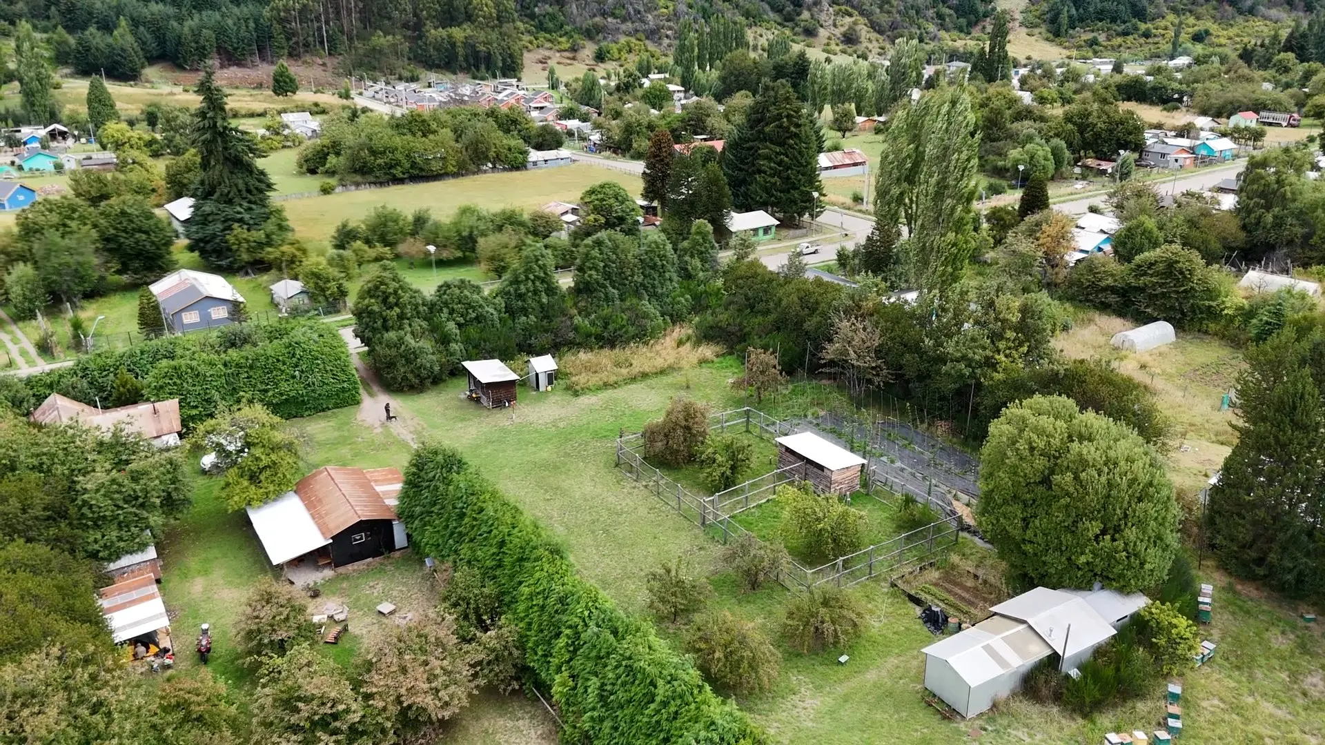 Vista aérea del predio completo, tomada con drone